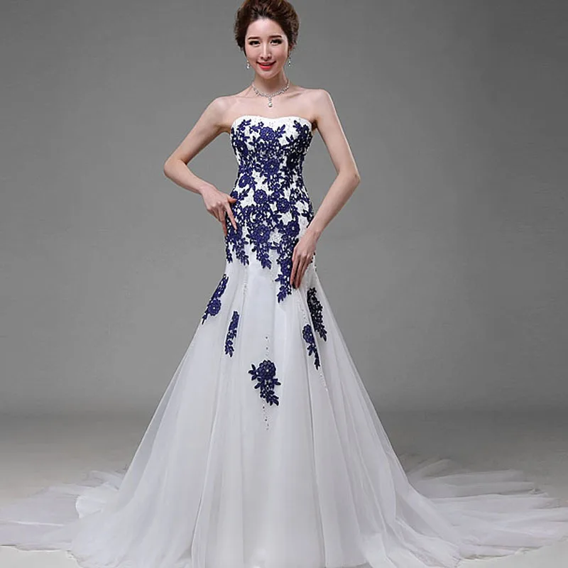 2015 real photos Red/royal Lace A Line Lace Wedding Dresses Bridal