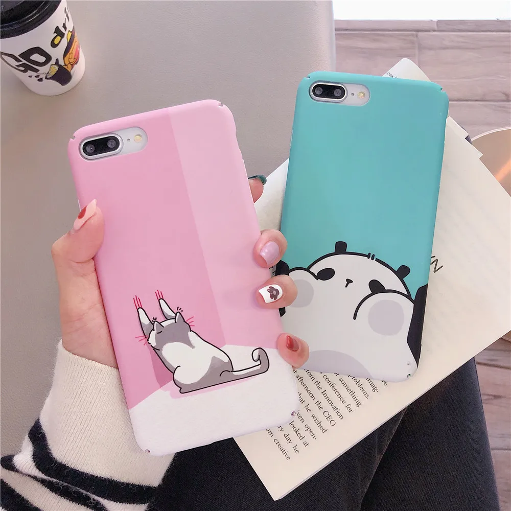 Милый мультфильм шаблон для IPhone 7 6 6s 8 плюс Жесткий Чехол ПК чехол розовый медведь