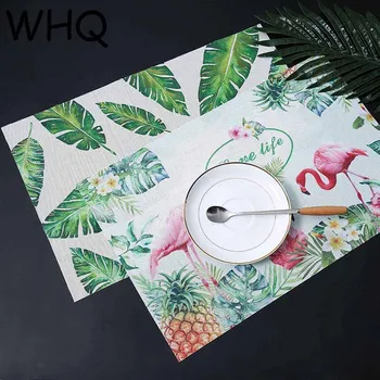 

4 Pcs/lot 45x30cm Placemat Europe Flamingos Flowers Banana Leaves Printed Rectangle PVC Dining Table Disc Pads Bowl 35