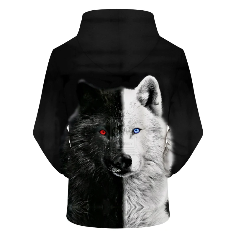  Ying and Yang Wolf Hoodies Streetwear Sweatshirt Casual Hoody Men 3D Pullover Harajuku Tracksuit Ma
