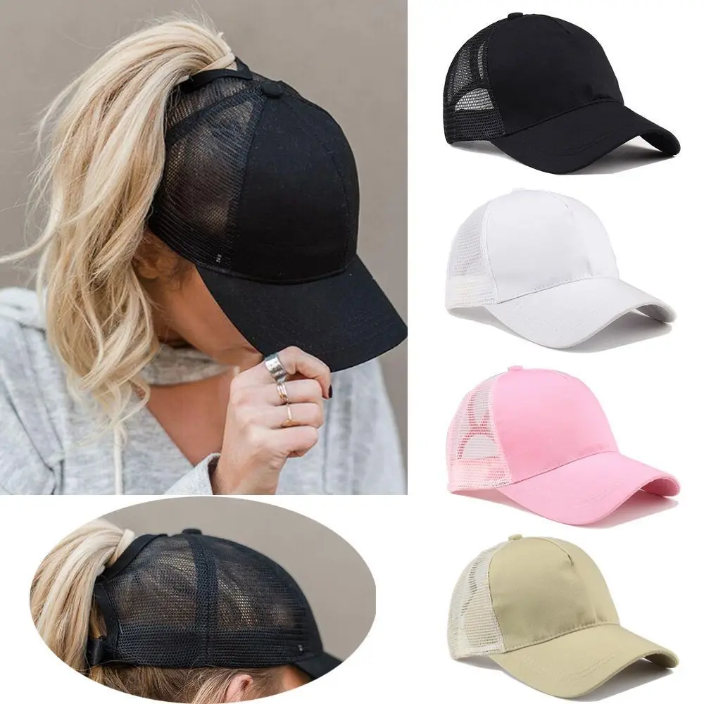 

Tennis Cap Women Sport Hat Summer Messy Bun Mesh Hats Adjustable Sport Running Cycling Caps for Drop Shipping