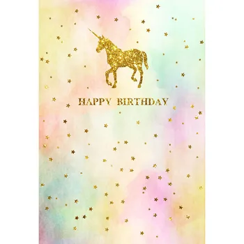 

Newborn Gold Unicorn Backgrounds Photographic Cloth Photographic Props Celebration Baby Happy Birthday fondo fotografia