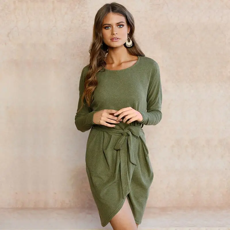 Women-Bodycon-Dress-Irregular-Hem-Party-Dresses-Long-Sleeve-O-Neck-Slim-Lady-Dress-With-Belt (3)