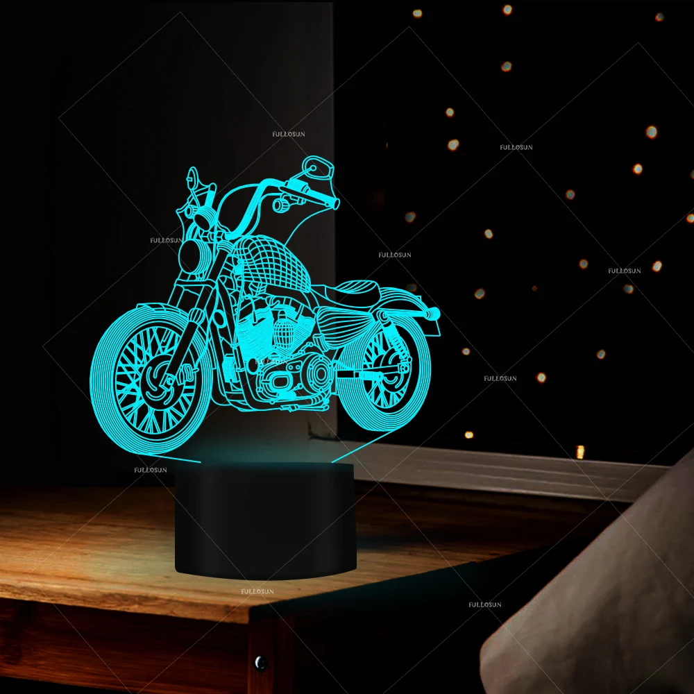 

car addiction 3D LED 7 Color moto moulding Night Light Changing decoration Lamp Bulbing Light Acrylic 3D Illusion Desk light