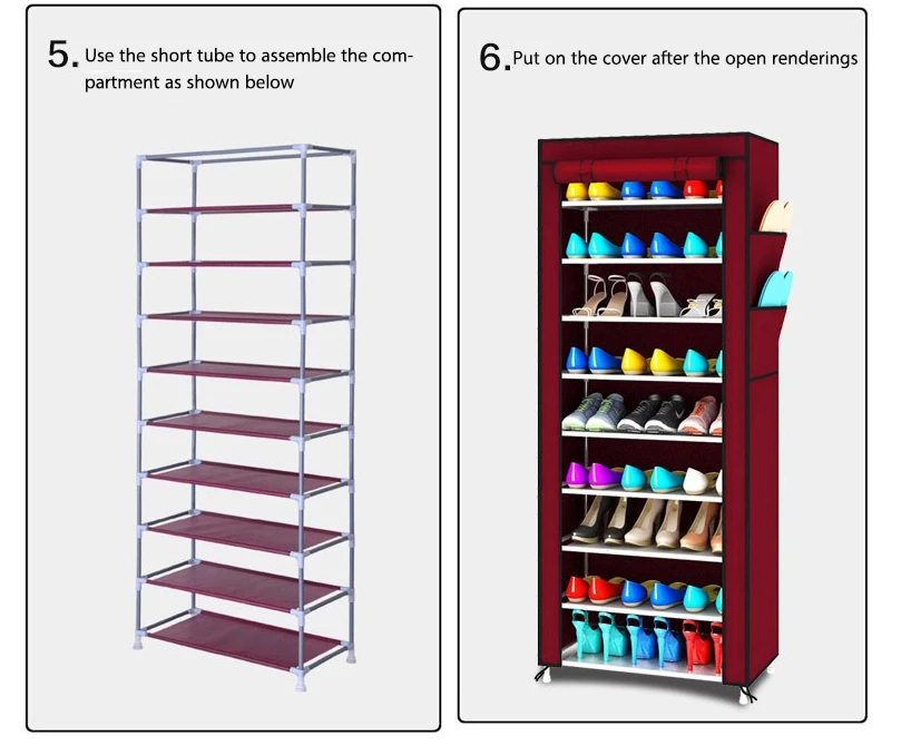 10 ярусов простой обувной стеллаж для хранения обуви Пылезащитная Ткань Оксфорд сборка Полка Шкаф Экономия пространства обуви Органайзер для двери