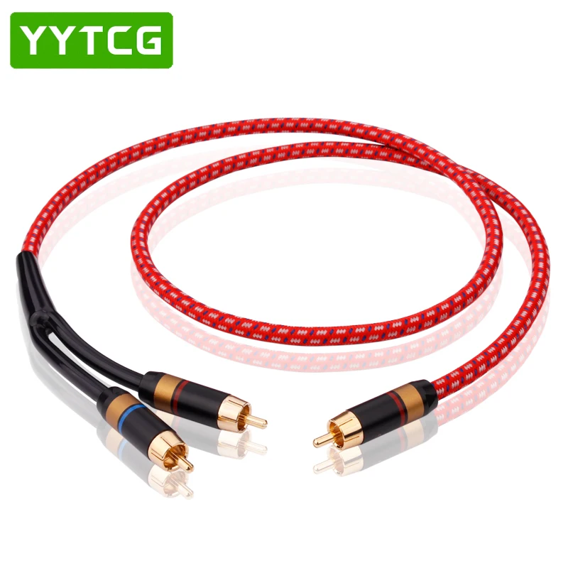 

YYTCG HIFI Single RCA to Dual RCA Subwoofer audio cable Pure Copper One Sub-2 Splitter Y RCA Cable