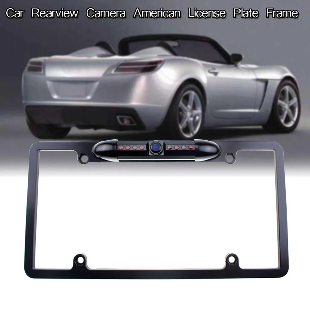 

License plate camera 170° HD Car Rearview Camera American License Plate Frame 8LED Night Vision Metal/ABS material#513g40