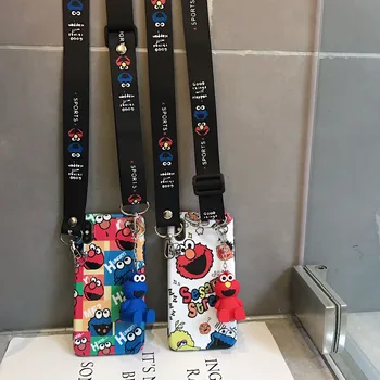 

For iphone 11 Pro Max Cartoon Bracket doll rope Sesame Street Mobile Phone Case for iphone 6s 6 7 7plus 8 8plus X 10 XR XS MAX