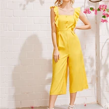 Women Jumpsuit Elegant Ruffle Romper Women Overalls Playsuit Yellow Overalls For Women Summer Clothes Party Ladies Jumpsuits Women Jumpsuit Elegant Ruffle Romper Women Overalls Playsuit Yellow Overalls For Women Summer Clothes Party Ladies Jumpsuits