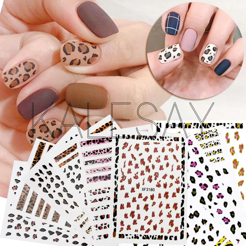 

Fashion Leopard Nail Stickers Decoration Back Glue Decals Manicure Design Lion Nail Art Decals Leopard Sticker on Nails