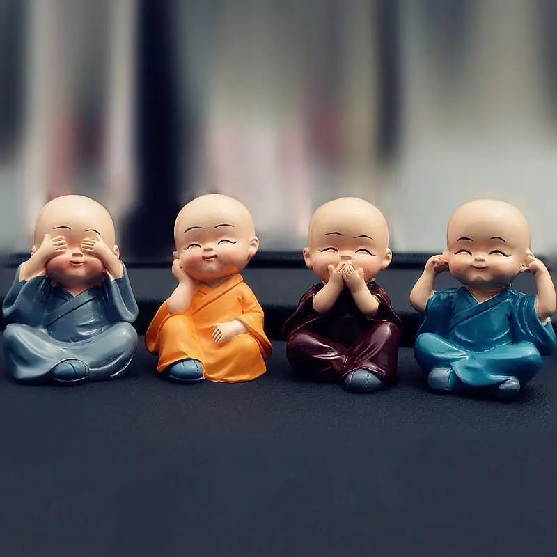 4 шт. милые KongFu украшения в виде монахов для автомобиля домашнего офиса украшения интерьера игрушки для приборной панели аксессуары для