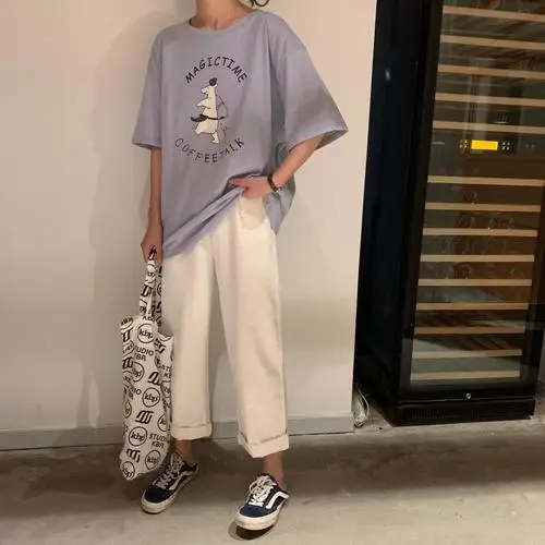 

Cartoon Bear Letter Printed Oversize Loose Fashion All Match Basic 2019 New Arrival Hot Sale Cute Sweet Short Sleeve T-shirt
