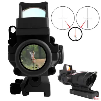 

Fast Shipping Tactical Hunting Rifle Scope Optic Sight Airsoft Green Red Fiber ACOG 4X32 with RMR Red Dot Markings For Shooting