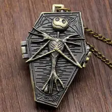 Рождественские карманные часы Джек Скеллингтон Череп Скелет кварцевые карманные часы брелок цепь для женщин и мужчин подарки