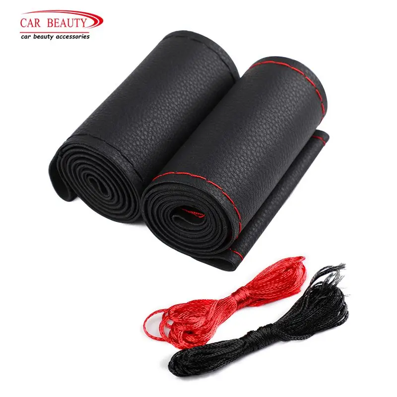 

Super Soft Micro Fiber Leather DIY Steering Wheel Cover with Needle and Thread Braid on The Steering-Wheel of Car for Auto
