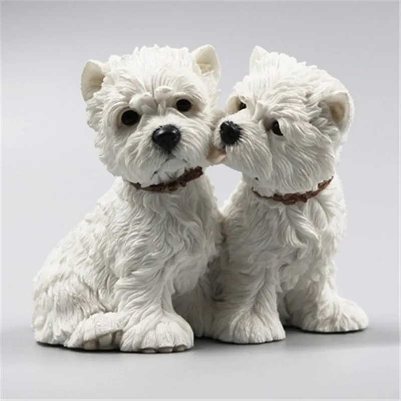 Моделирование милый щенок West Highland White Terrier креативный домашний декор счастливая