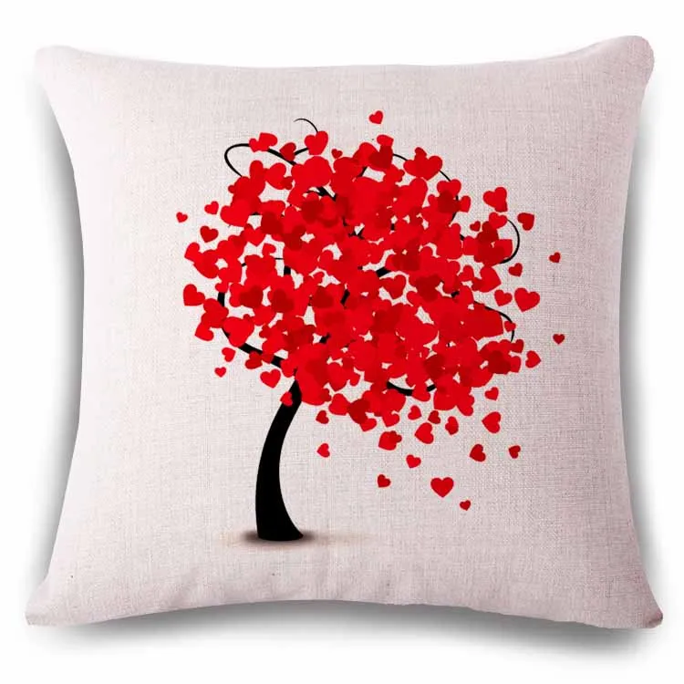 Наволочка для подушки с красно-оранжевым деревом, тканая льняная семейная привязанность, диванное сиденье, домашний декоративный чехол для подушки - Цвет: 3