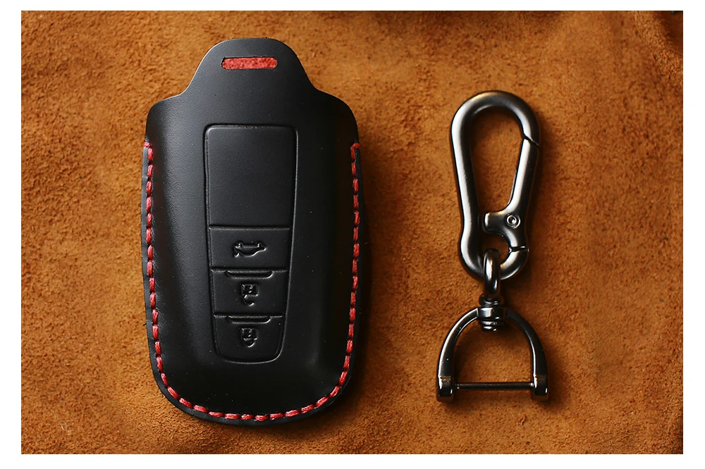 KEYYOU, новинка, автомобильный держатель для ключей из натуральной кожи, чехол с брелком для Toyota Camry Corolla C-HR CHR Prado, защита для ключей
