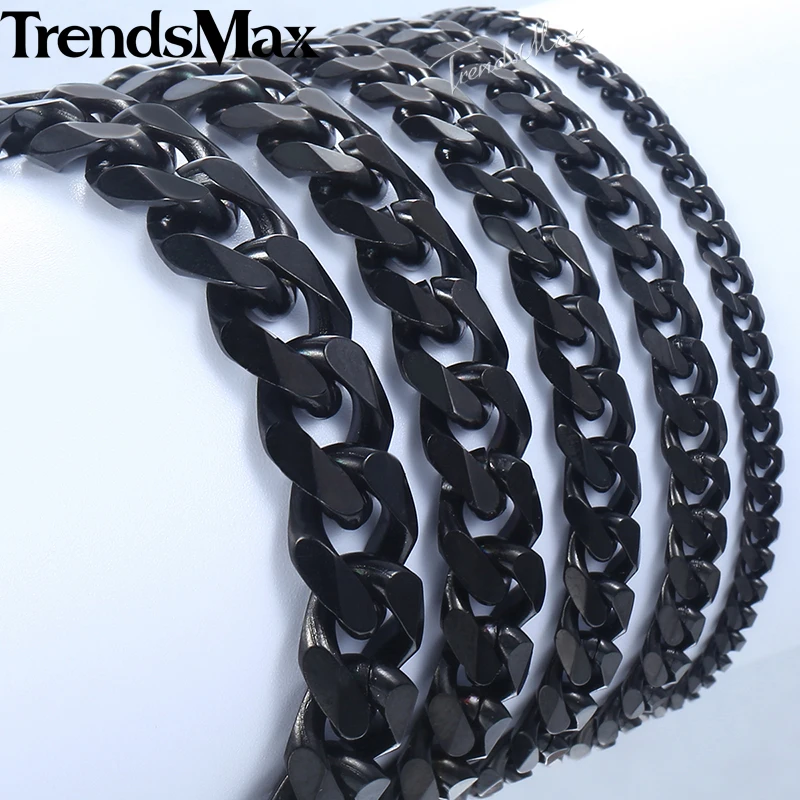 Trendsmax, 3-11 мм, мужские браслеты из нержавеющей стали, Снаряженная кубинская цепочка для мужчин и женщин, простые классические ювелирные изделия, подарок