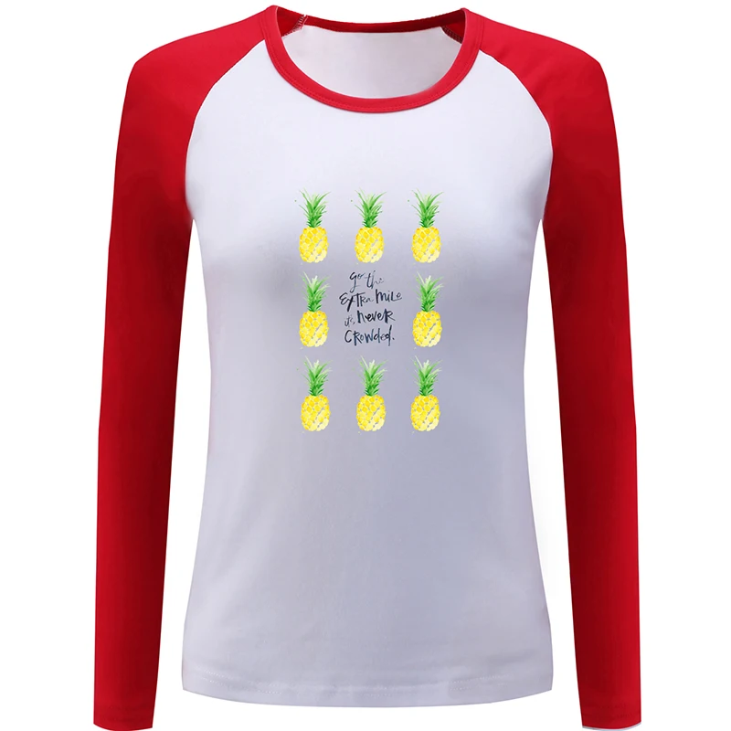 Go The Extra Mile It's Never Crowded Pineapple Street Printed popcorn Watermelon Design Women's Lady Print T-Shirt Graphic Tee |