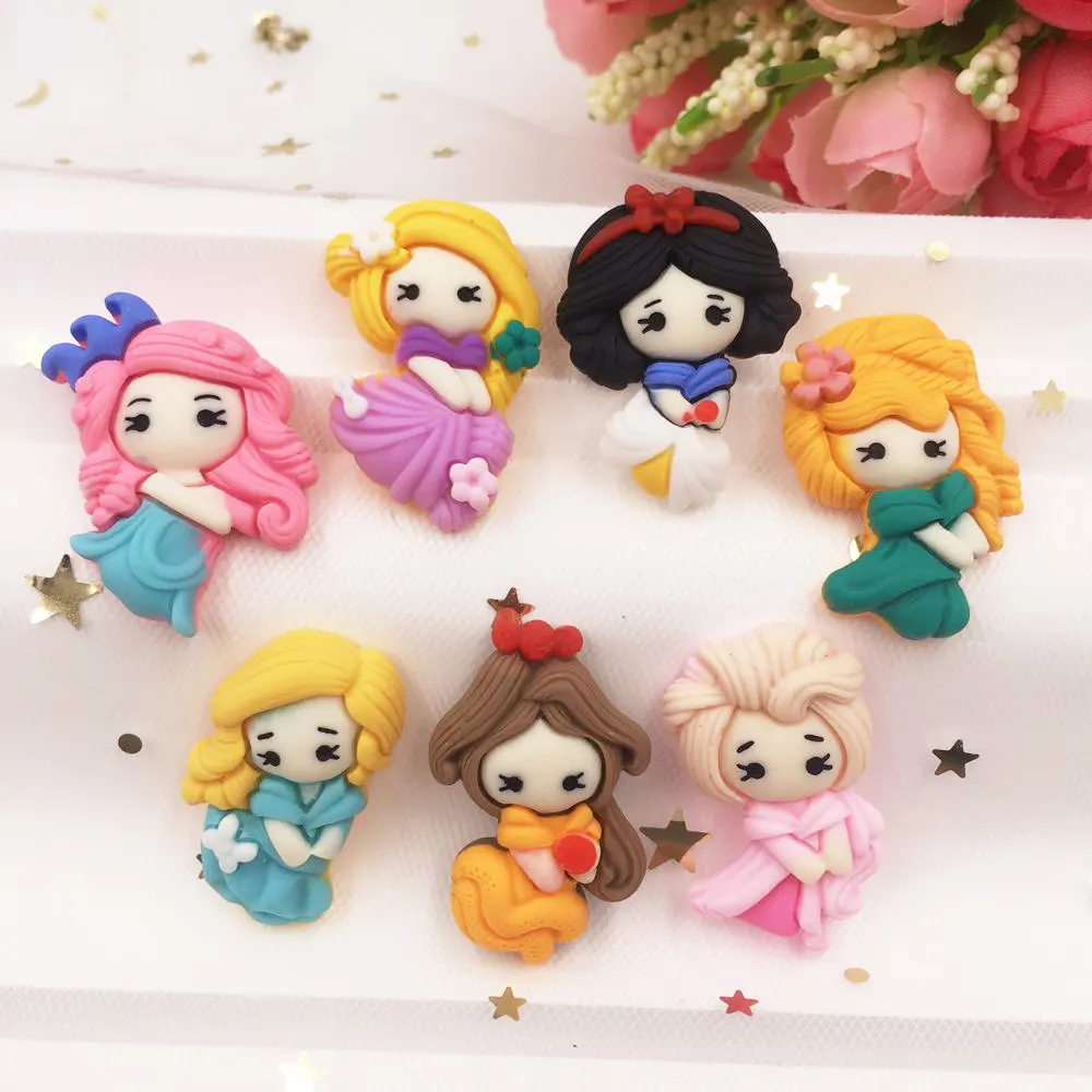 

Hand Painted Resin Mix Kawaii Colorful Girl Flatback Cabochon Stone 7PCS Scrapbook DIY Decor Home Figurine Crafts