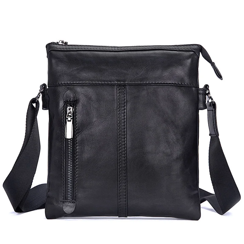 

Nesitu High Quality Black Real Skin Genuine Leather Small Men Messenger Bags Male Bag For 9.7'' ipad Men's Shoulder Bag M1023