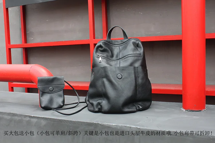  AETOO Large capacity backpack first layer leather men and women shoulder bag Korean neutral leather - 32869546653