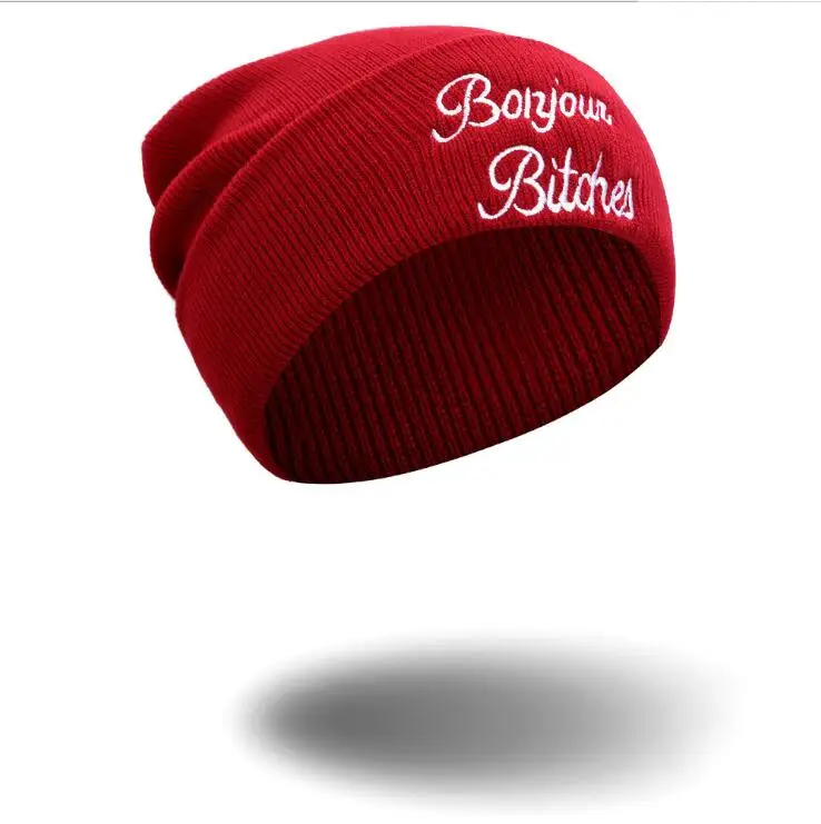 Шапка бини Skullie шапка вязаная носок Зимняя Вышивка крутой панк для мужчин и