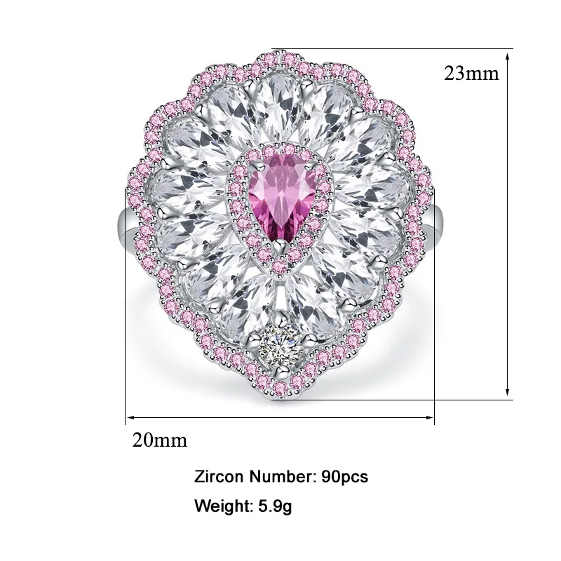 Высокое качество роскошные капли воды Форма многоцветный кубический цирконий кольцо розовый и желтый Кристалл Свадебные украшения Прямая поставка - Цвет основного камня: LR1074
