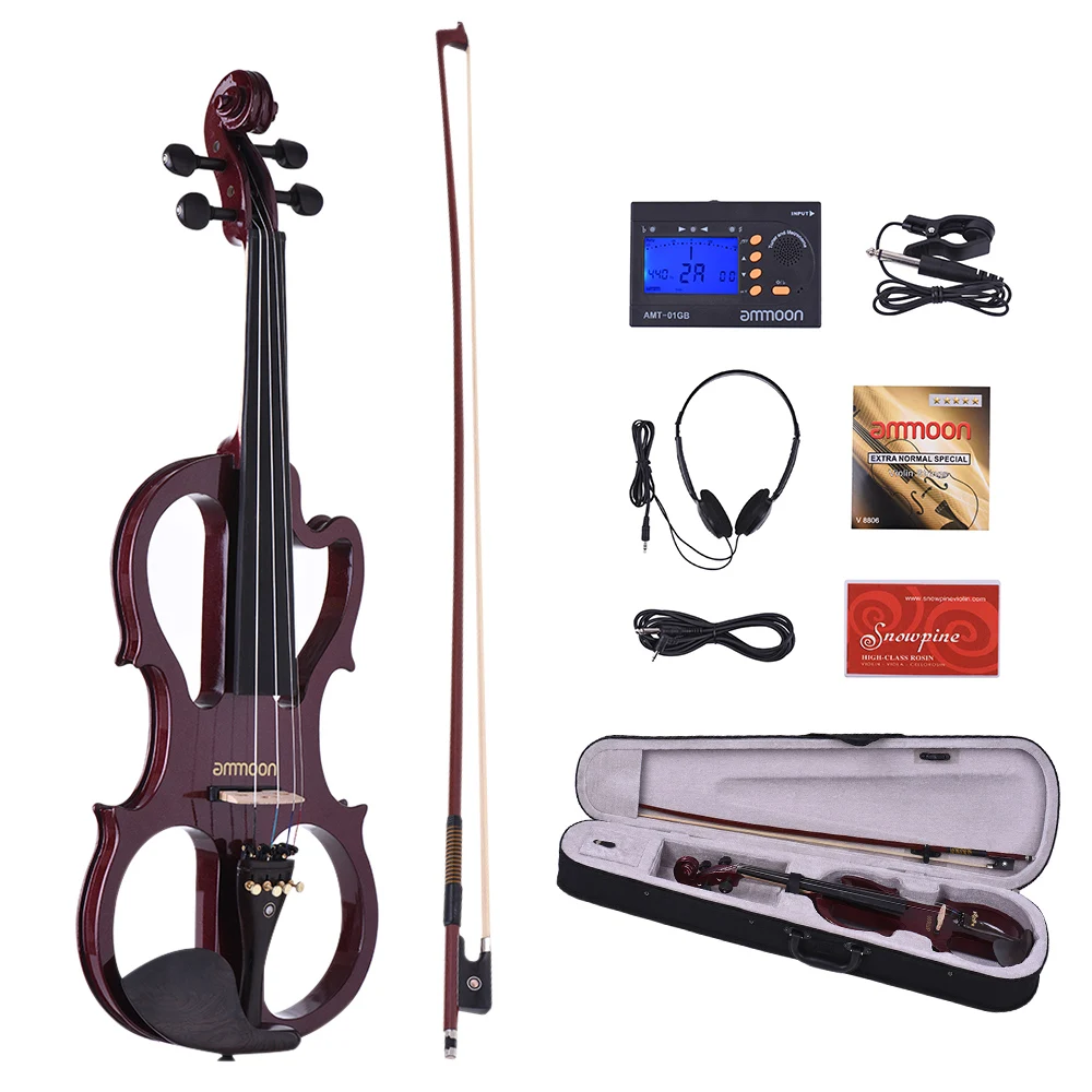 ammoon VE 201 Full Size 4/4 Solid Wood Silent Electric Violin Fiddle