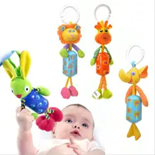 Kids Baby Hand Bell Wrist Rattles Windbell Animal Shape Bed/Car Hanging Bells Educational Infant Toys Plush Doll