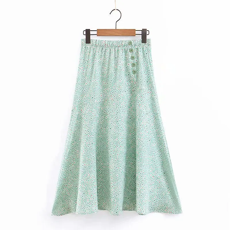 XL40-2131, Европейская и американская мода, с принтом ветра, юбка средней длины с высокой талией
