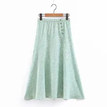 XL40-2131, Европейская и американская мода, с принтом ветра, юбка средней длины с высокой талией