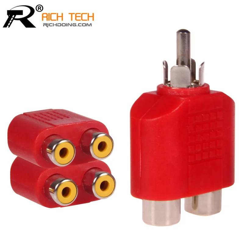 

3PCS/LOT RCA PLUG TO 2RCA JACK GOLD(R,B,G,W,Y) CONNECTOR/ADAPTER FACTORY WHOLESALE R1060
