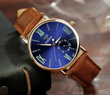 

Luxury Fashion Leather Mens Glass Quartz Analog Wristwatch Noctilucent Watches Men's watch Wrist Party decoration Business Watc