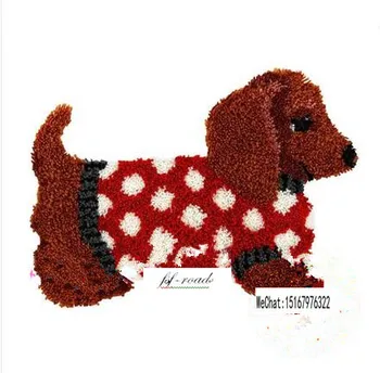 

Hot Latch Hook Rug Kits DIY Needlework Unfinished Crocheting Rug Winter Yarn Cushion Mat Brown Dog Sets for Embroidery Carpet