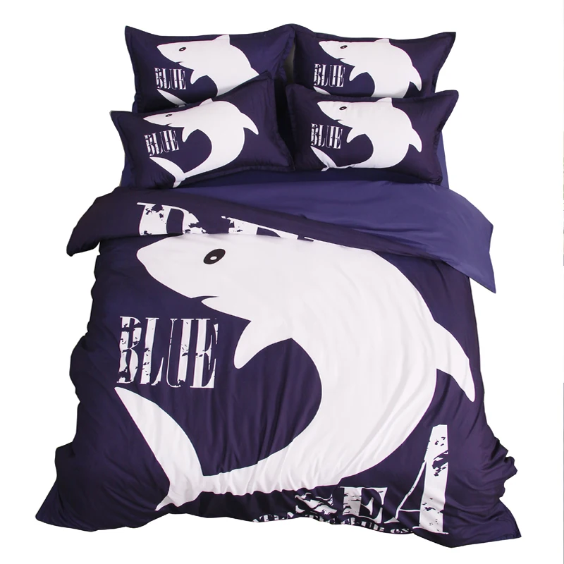 Starry Sea Whale Shark Duvet Cover Set - Queen 90x90 Inch, Vintage Ocean Theme Microfiber Bedding With 2 Pillow Shams