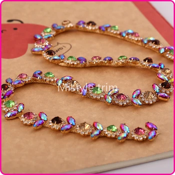 

1 Yard Sparse Colorful Strass clear crystal Sparkling single rhinestone chain trim
