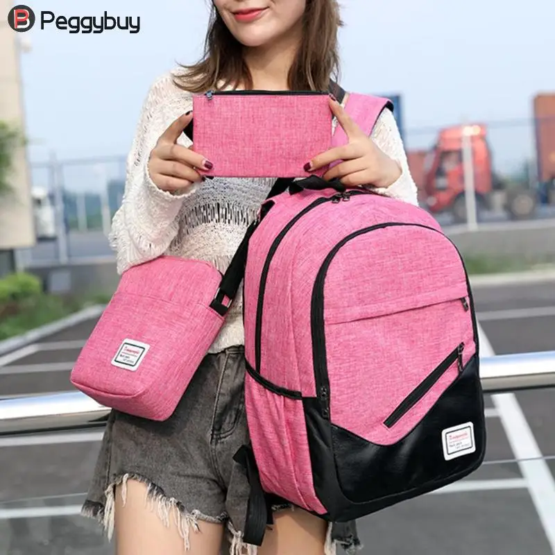 3 unids/set para mochilas Unisex Nylon viajes mochilas para Adolescente de hombro de la bolsas bolsos de embrague para las mujeres de los hombres 2018 Mochila femenina