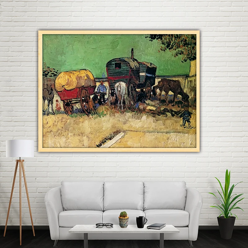Ван Гог лагерь цыган с караванами diy по номерам художественная краска декоративный пейзаж для взрослых разжимается ручная гостиная