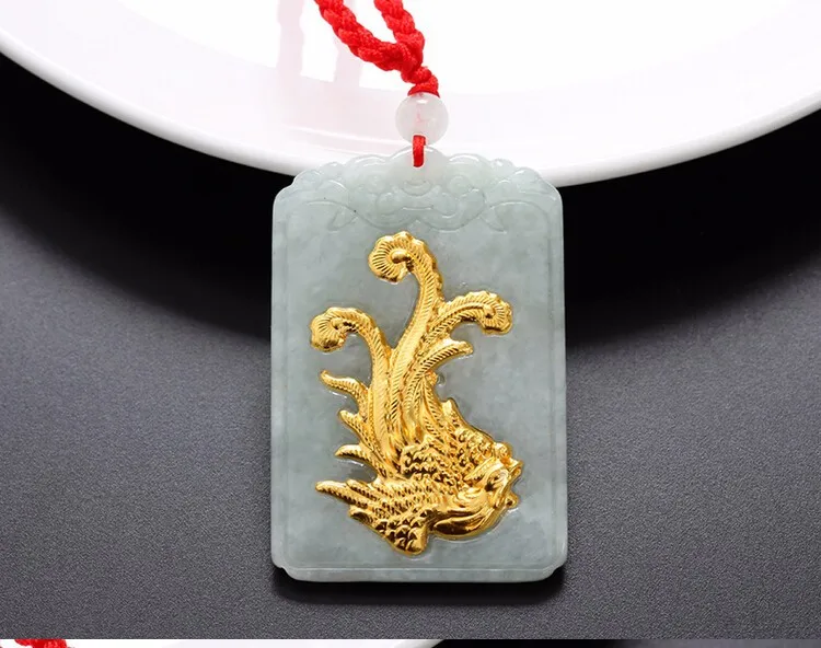 

New A Grade Natural White Hetian 24K Yellow gold Dragon oblong Pendant With Certificate