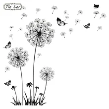 1 шт. бабочка летит в Одуванчик спальня гостиная декоративные наклейки ПВХ наклейки на стену домашний Декор Фон