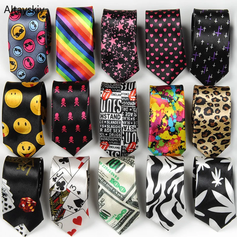 

Ties Women Cartoon Printing Leopard Crowns Smile Stars Leaves Hearts Womens Neck Tie Trendy Korean Style All-match Chic Leisure