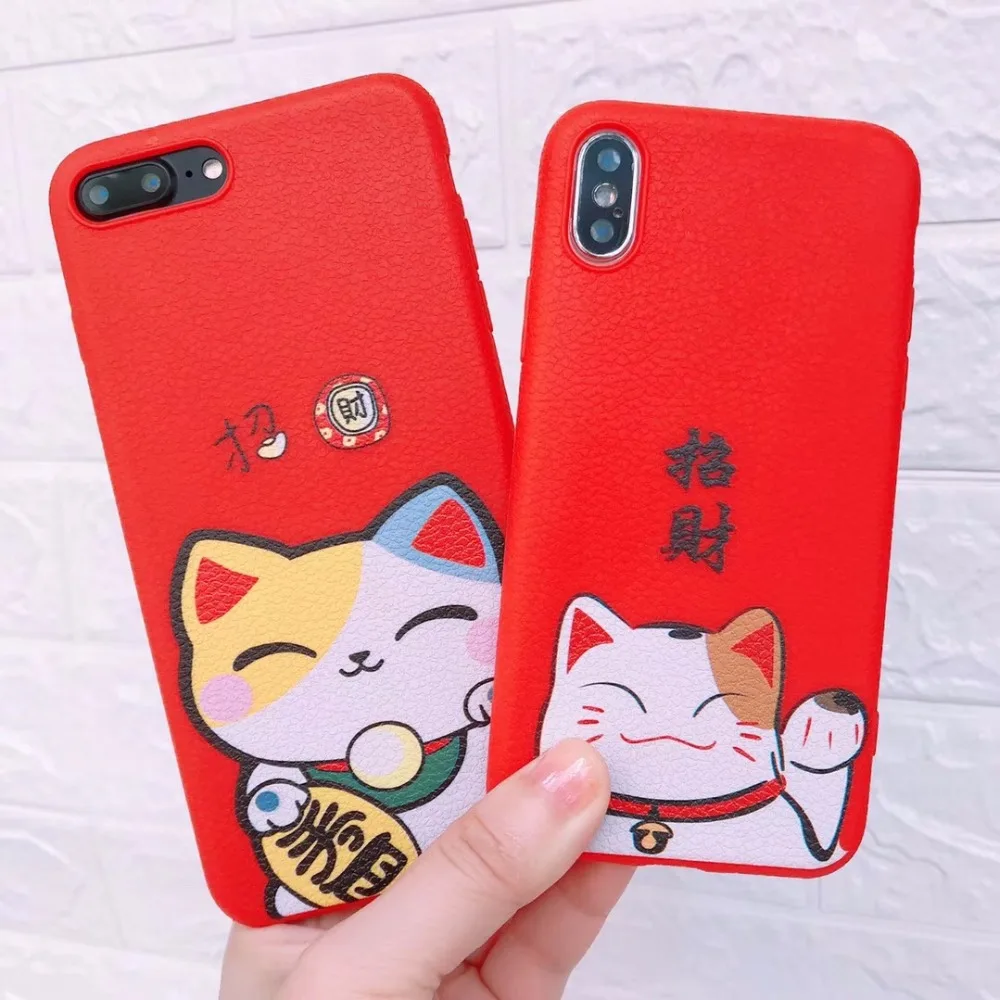 ANJIRUI Lucky Cat ТПУ мягкий чехол для телефона iPhoneXs Max XR 6 S 7 8 плюс Новый Год симпатичные