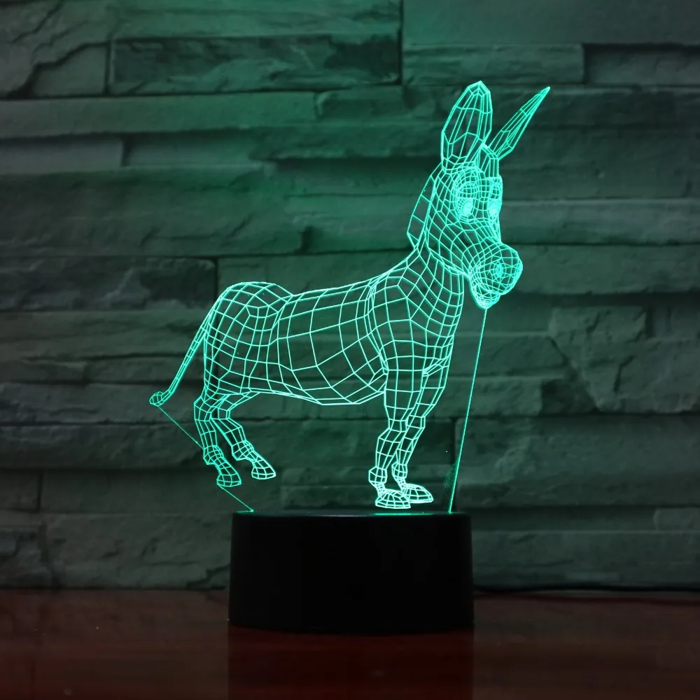 Животных Осел 3D Led моделирование ночник Usb изменить ребенок настроение сенсорная кнопка дети Спальня настольная лампа освещения для дома