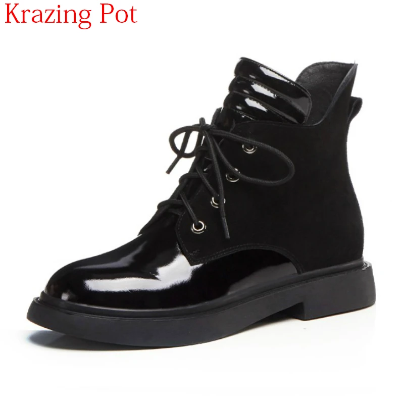 

2018 New Arrival Genuine Leather Keep Warm Thick Med Heels Round Toe Mature Superstar Ankle Boots Handsome Chelsea Boots L6f1
