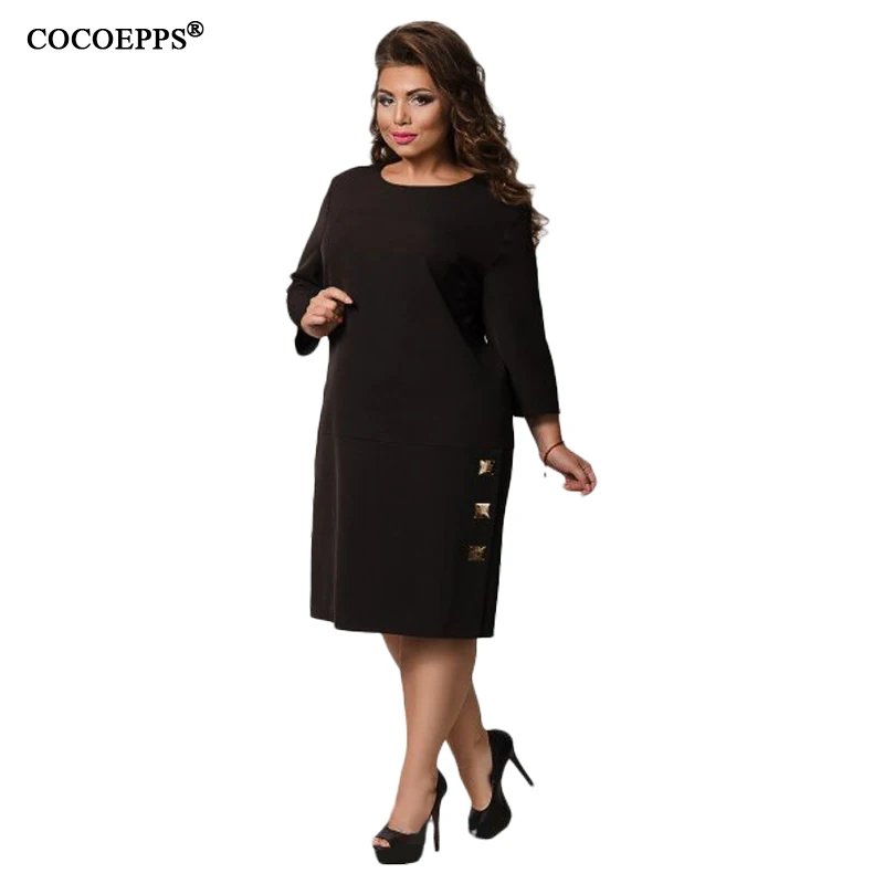 

5XL 6XL 2019 Winter Fashionable Big Size Women Dress Plus Size Casual Ladies OL Office Warm Dress Large Size Elegant Vestidos