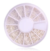 3D White Pearl Nail Art Rhinestones Pearl 4 Size 1.5/2/3mm Clear Nail Beads Wheel,DIY Manicure Nail Decorations