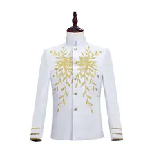 Английский стиль ночной клуб белый стоячий воротник золотой сценический DJ певец блейзеры для певцов черный красный костюм пальто