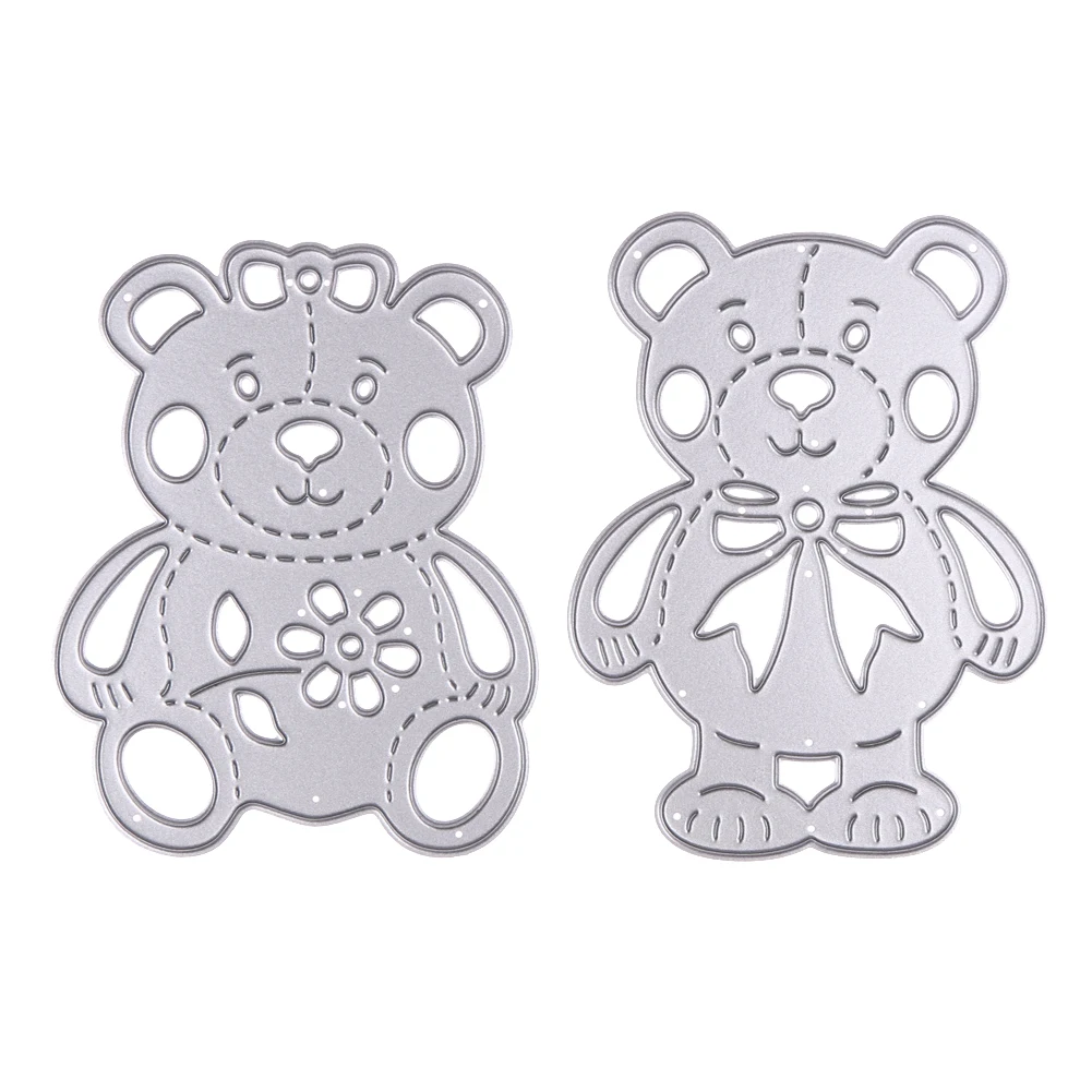 

2pcs/set Lively Bear Designs Metal Cutting Dies Stencils for Scrapbooking Embossing Album Paper Card Craft
